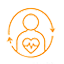 Orange circular emblem featuring overlapping rings and gear-like elements, suggesting engineering or industry symbolism.